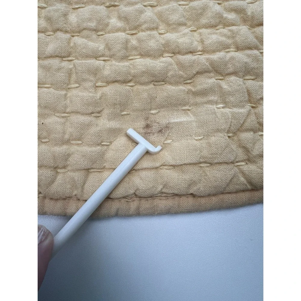Pottery Barn  2 Yellow Quilted Stitch Standard Pillow Shams Tie Closure  19 x 25
